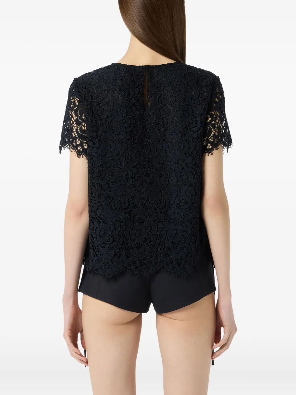Blumarine lace-trim short-sleeve T-shirt Zwart