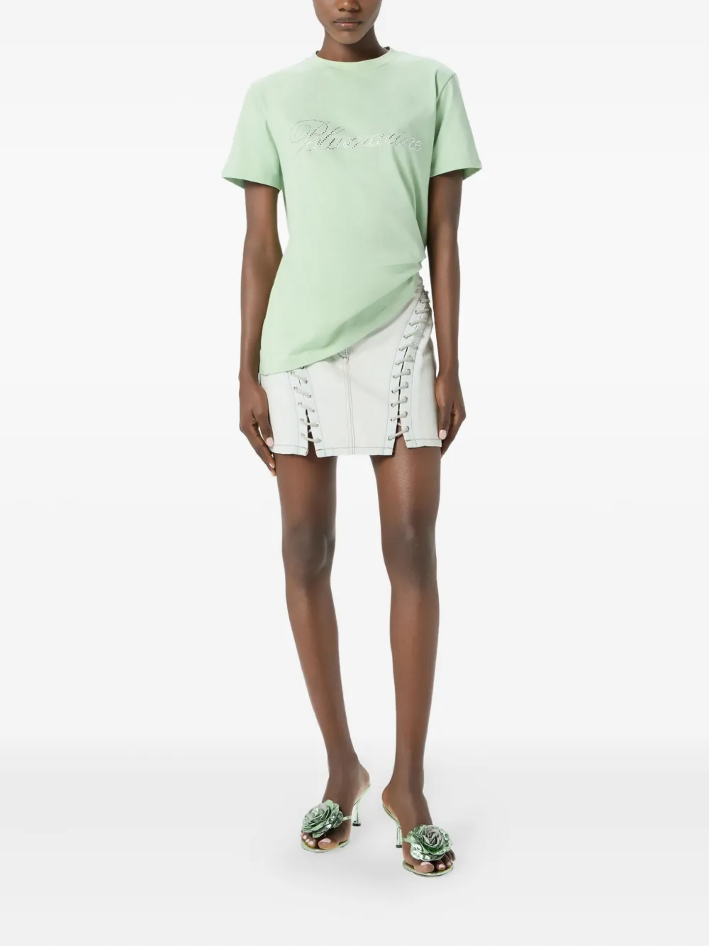 Blumarine crystal-embellished T-shirt Groen
