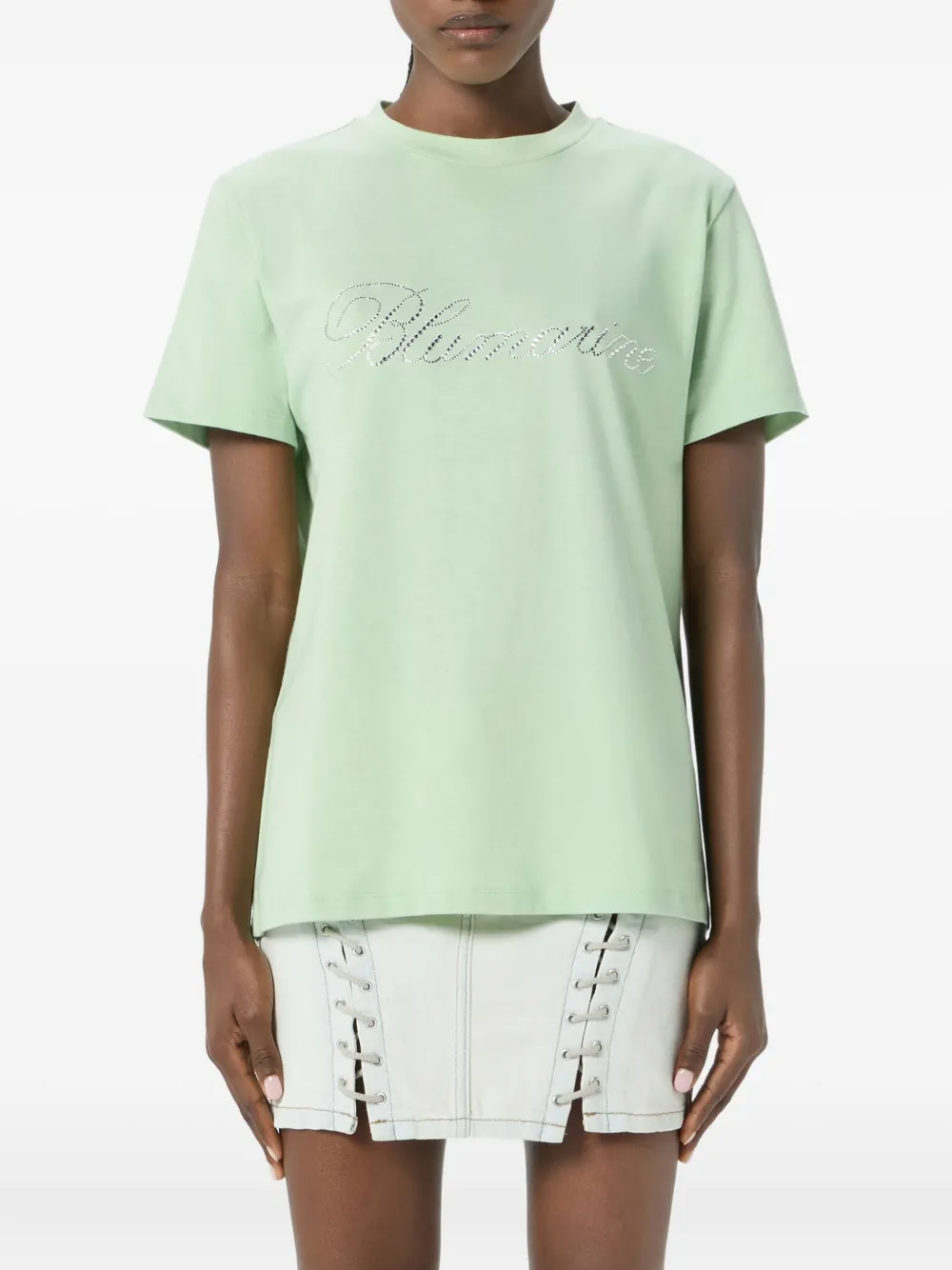 Blumarine crystal-embellished T-shirt Groen