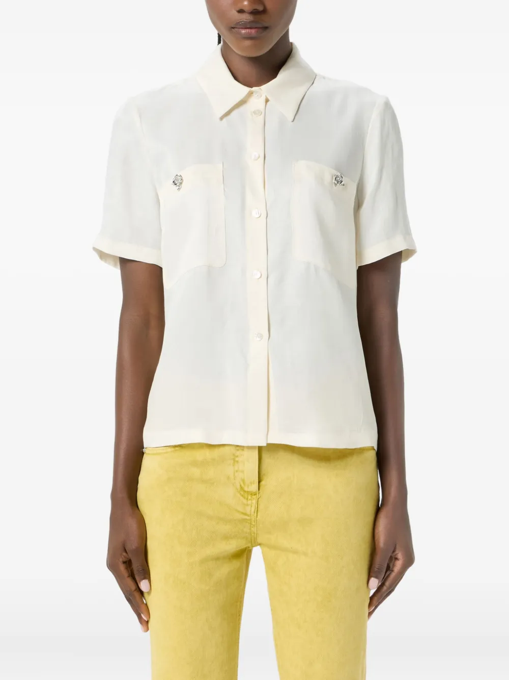Blumarine short-sleeve button-up shirt Wit