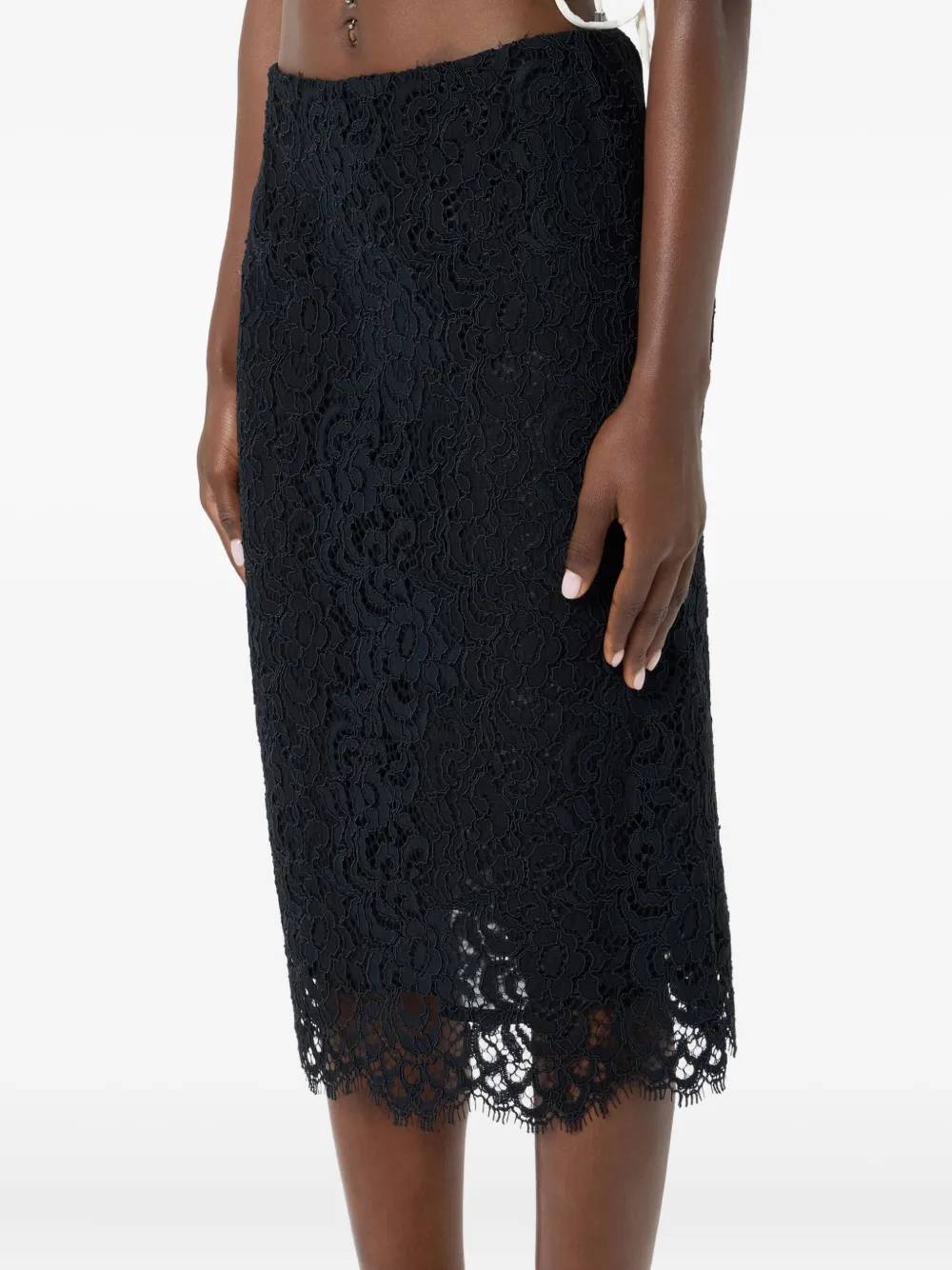 Blumarine lace-embellished pencil skirt Zwart