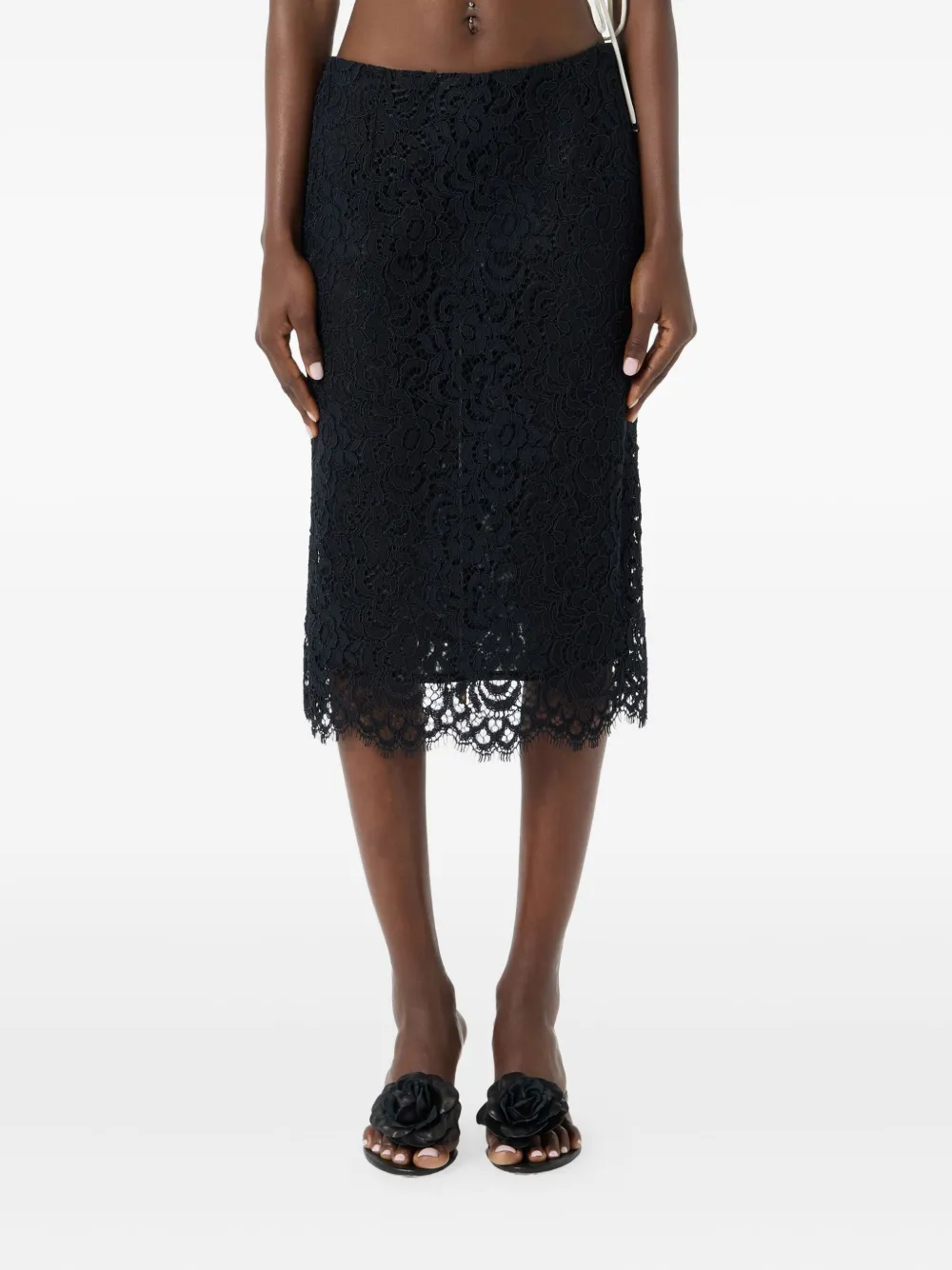 Blumarine lace-embellished pencil skirt Zwart