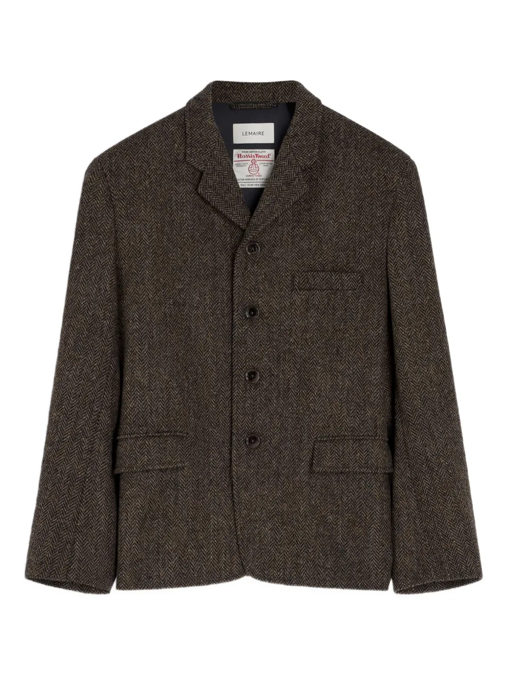 Lemaire Herringbone-pattern Blazer In Brown
