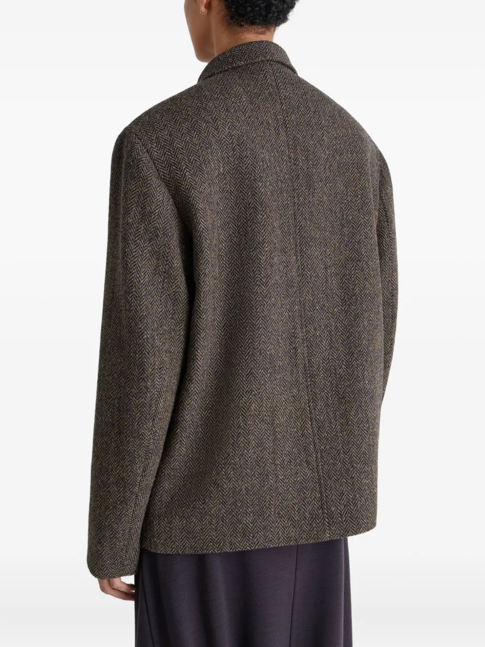 Lemaire Herringbone-pattern Blazer In Brown