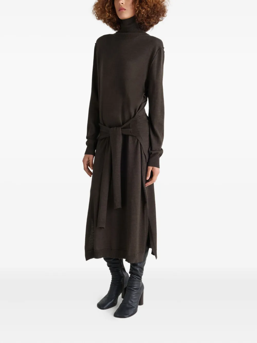 LEMAIRE Jurk met gestrikte taille Bruin