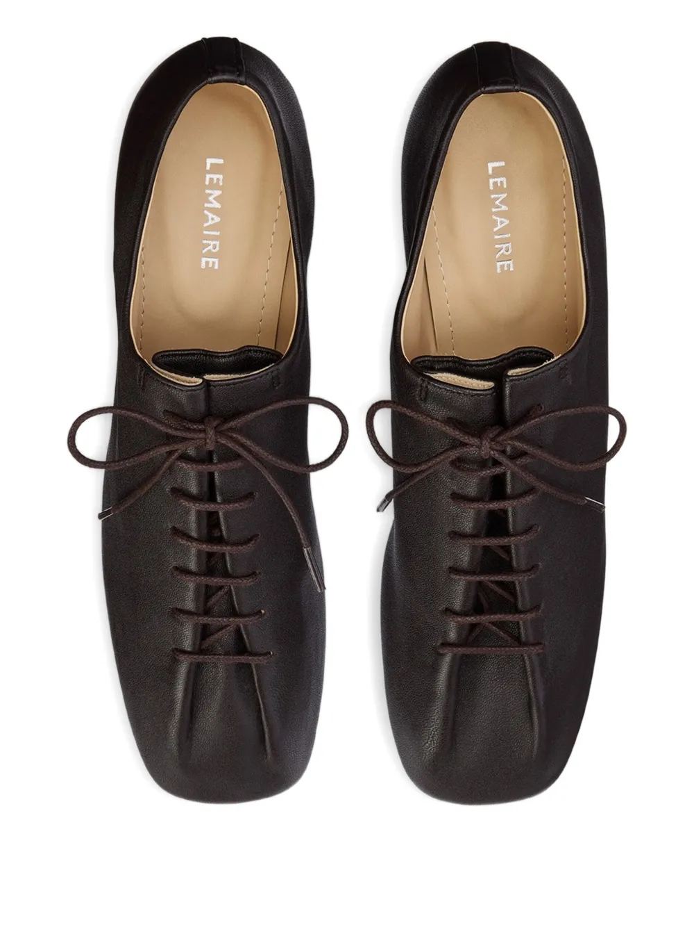 Lemaire Souris Leather Lace-up Derby Shoes In Brown