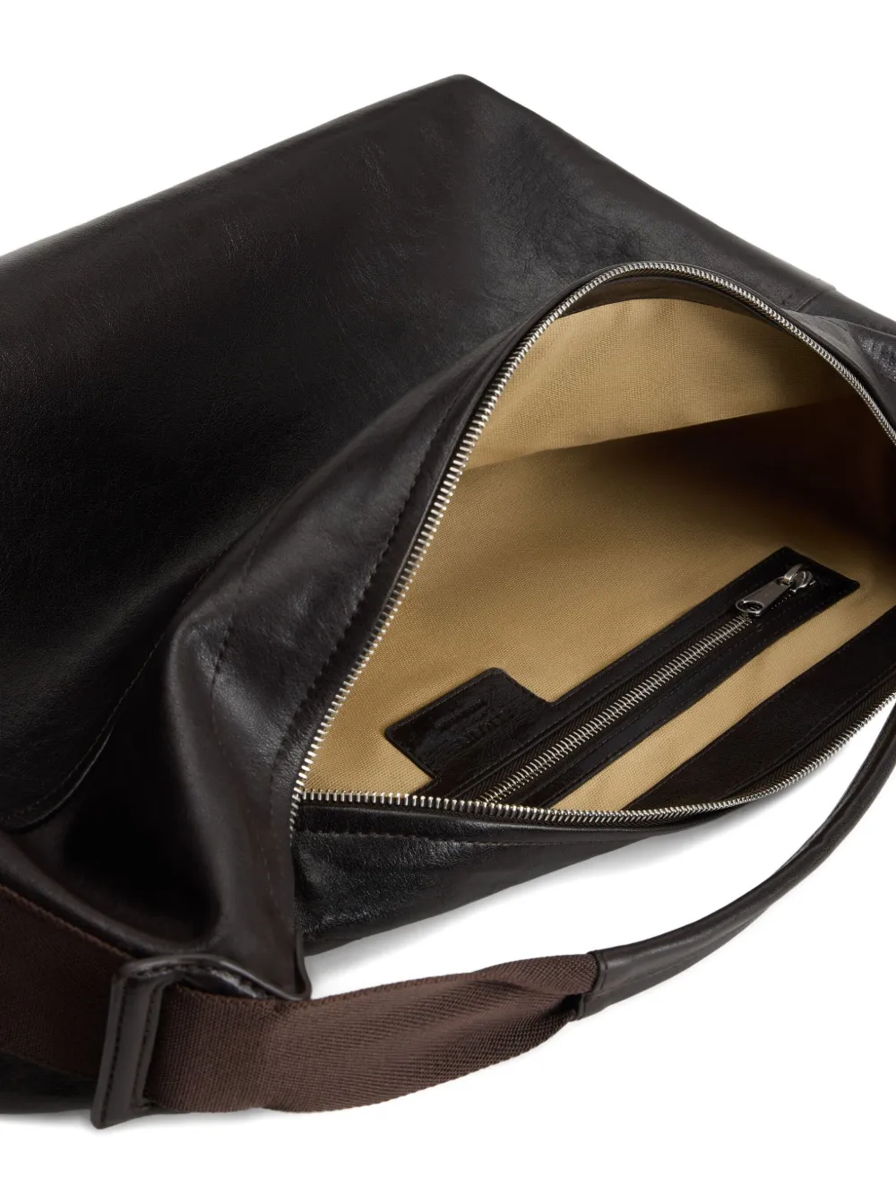 LEMAIRE Berlingot leren schoudertas met rits Bruin