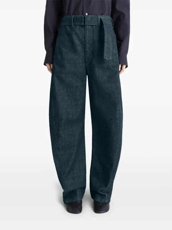 LEMAIRE Belted Twisted Denim Jeans | Blue | FARFETCH RO
