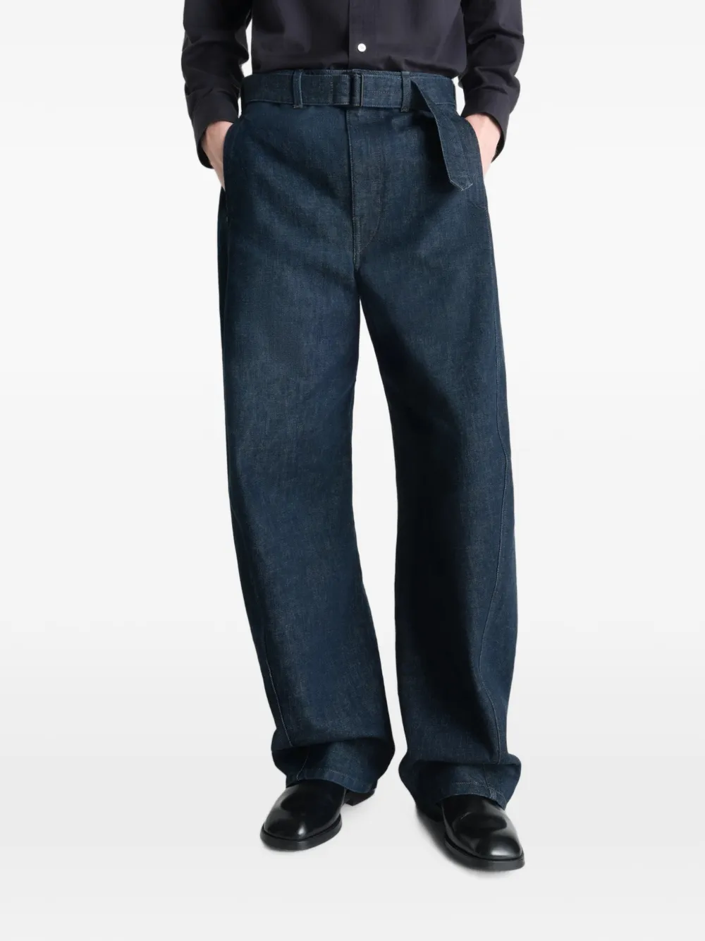 LEMAIRE Belted Twisted Denim Jeans | Blue | FARFETCH ZA