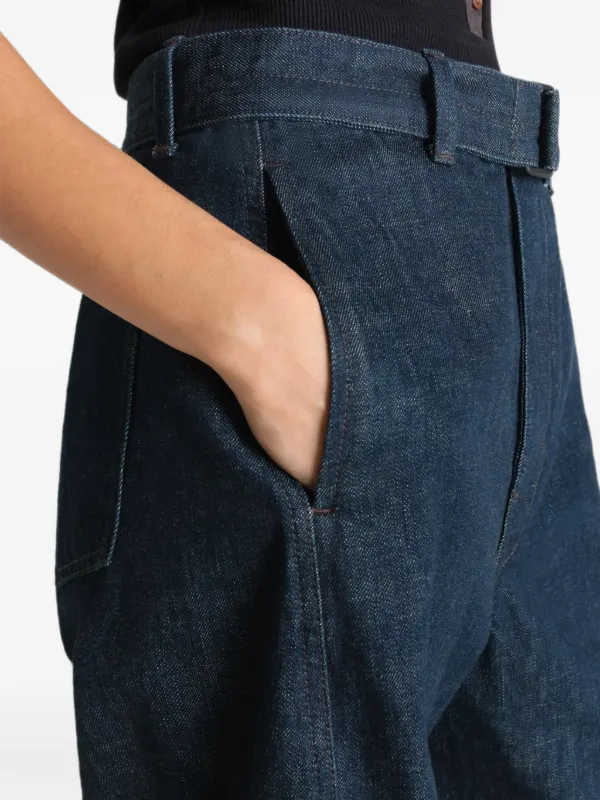 LEMAIRE Belted Twisted Denim Jeans | Blue | FARFETCH CA