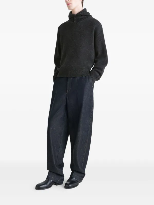 LEMAIRE Buttoned Hooded Sweater | Black | FARFETCH