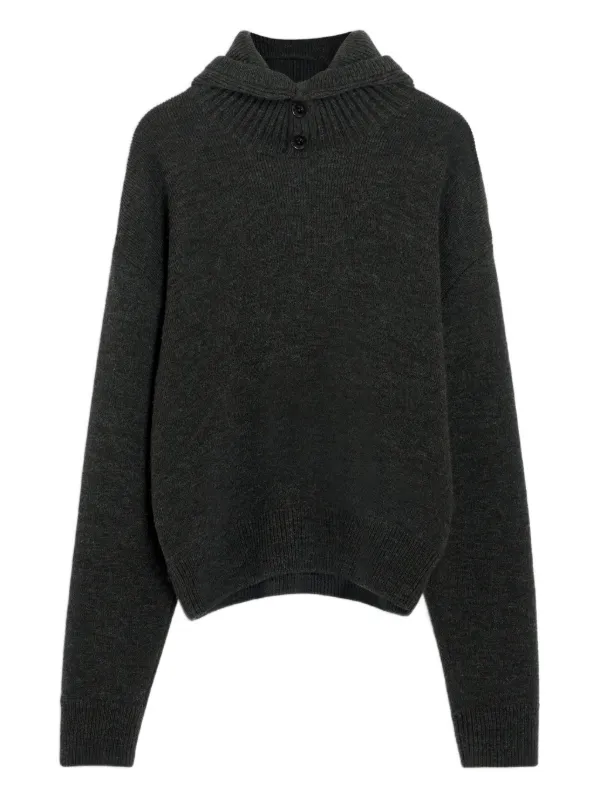 【定価12万】LEMAIRE CURVED SLEEVE SWEATER JKPT STORE / V NECK SWEATER ANTHRACITE