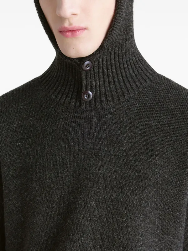 LEMAIRE Buttoned Hooded Sweater | Black | FARFETCH