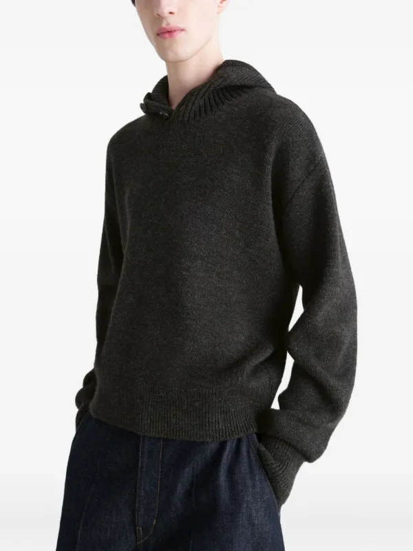 LEMAIRE Buttoned Hooded Sweater | Black | FARFETCH