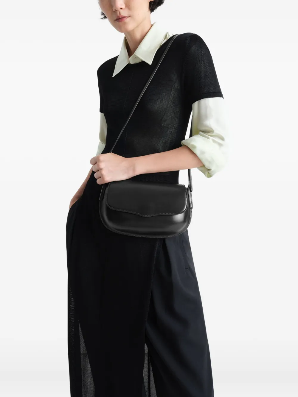 LEMAIRE Belly leren schoudertas - Zwart