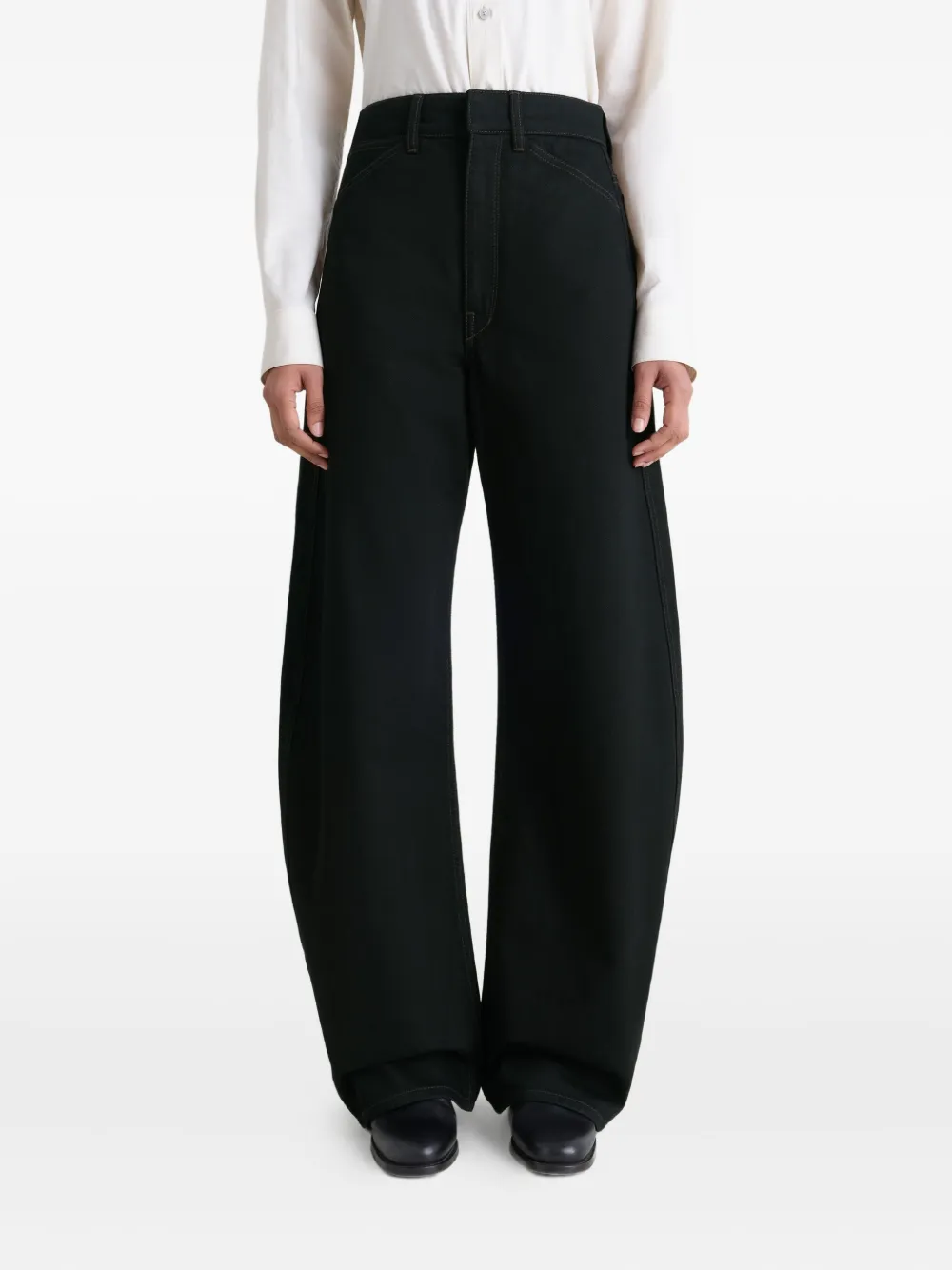 LEMAIRE High waist curved jeans Zwart