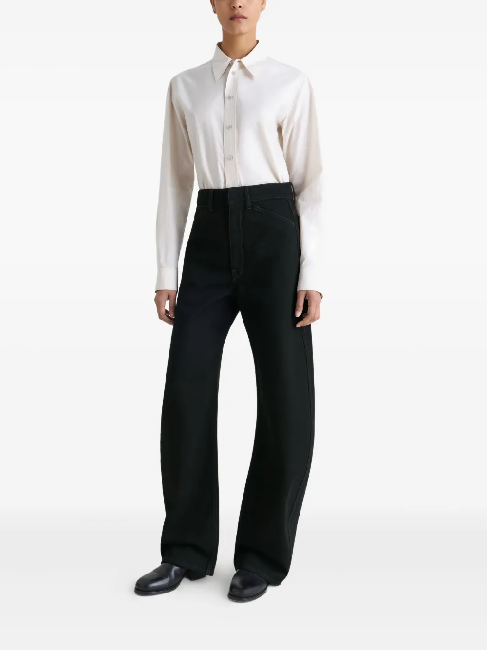 LEMAIRE High waist curved jeans Zwart