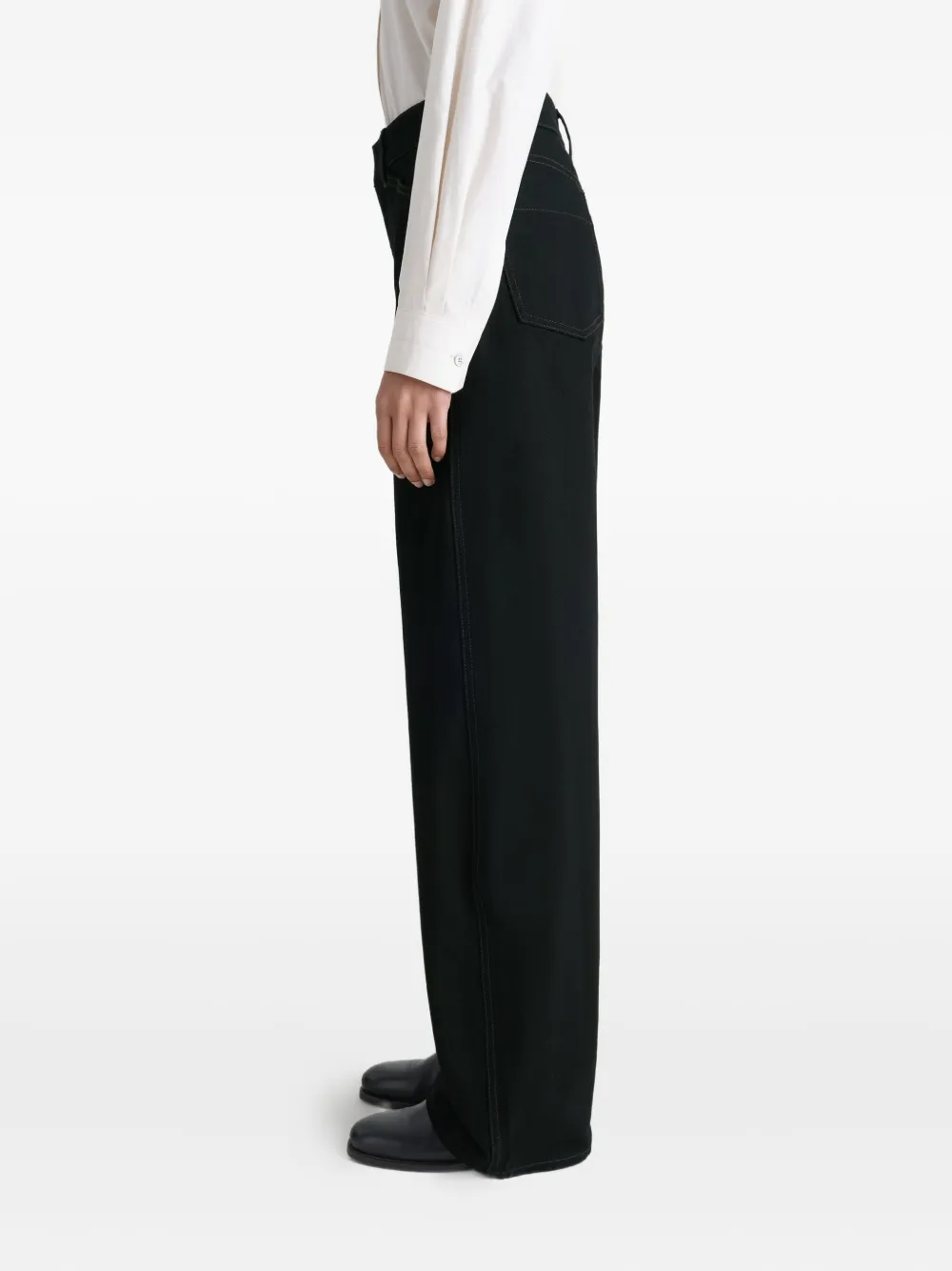 LEMAIRE High waist curved jeans Zwart
