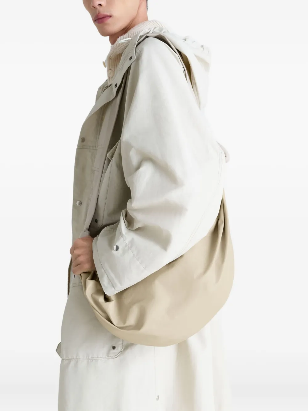 LEMAIRE Croissant leren schoudertas Beige