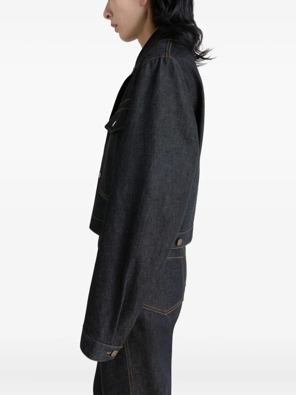 LEMAIRE Denim jack met opgestikte zak en knoopsluiting Zwart