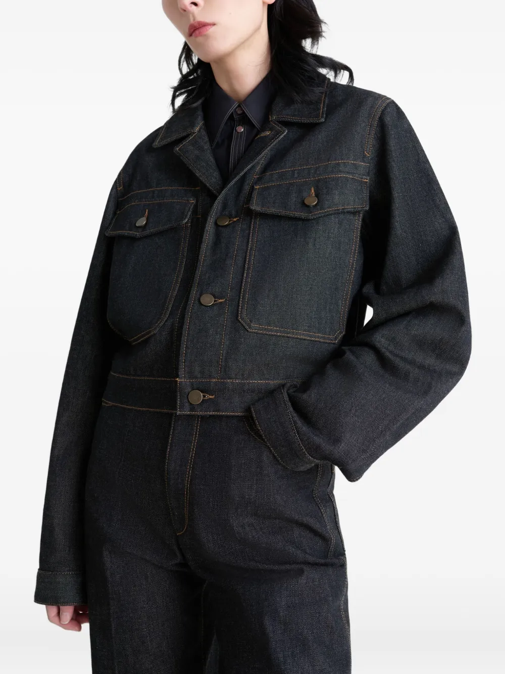 LEMAIRE Denim jack met opgestikte zak en knoopsluiting Zwart