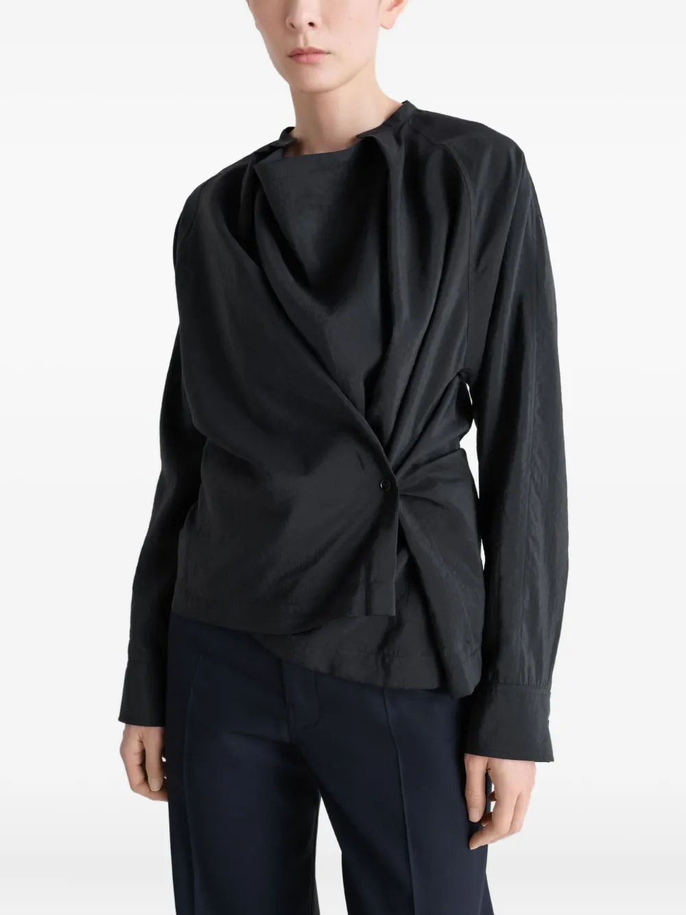 Lemaire Pleated Raglan-sleeve Shirt In Multi