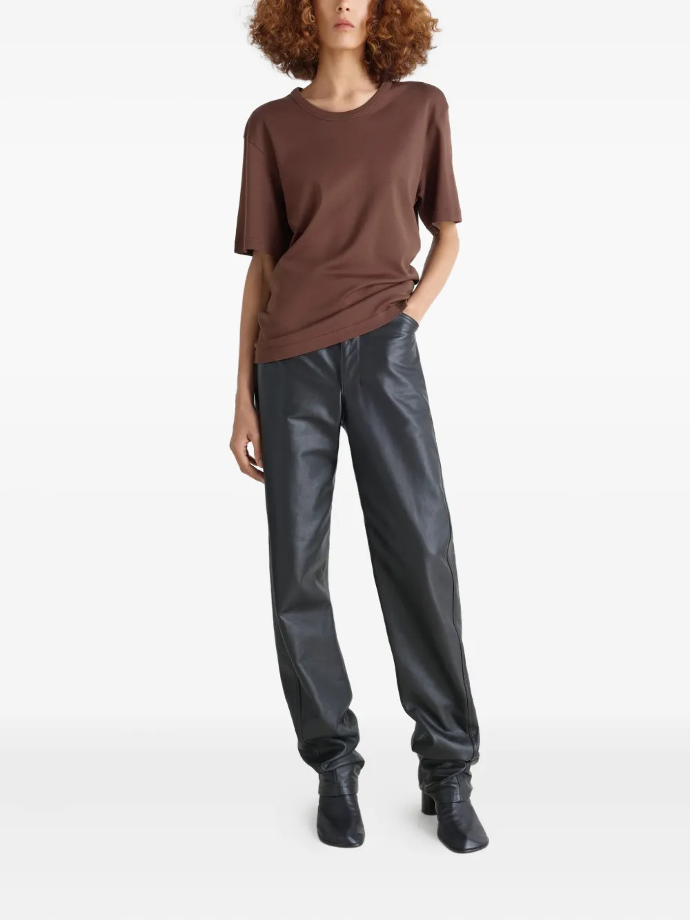 LEMAIRE Geribbeld T-shirt met ronde hals Bruin