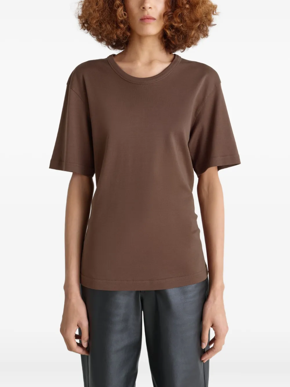 LEMAIRE Geribbeld T-shirt met ronde hals Bruin