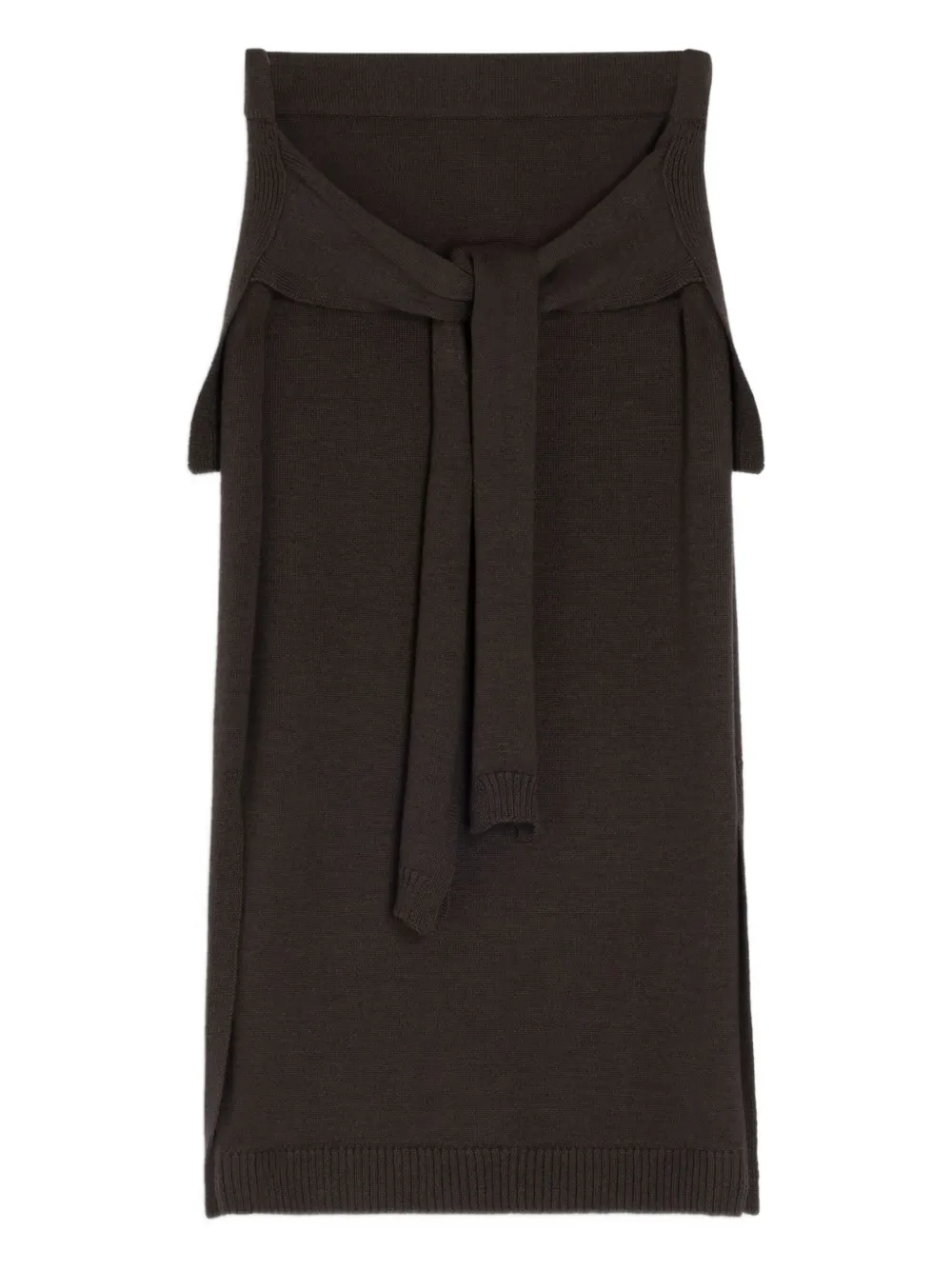 Lemaire Tie-detail Ribbed Midi Skirt In Brown