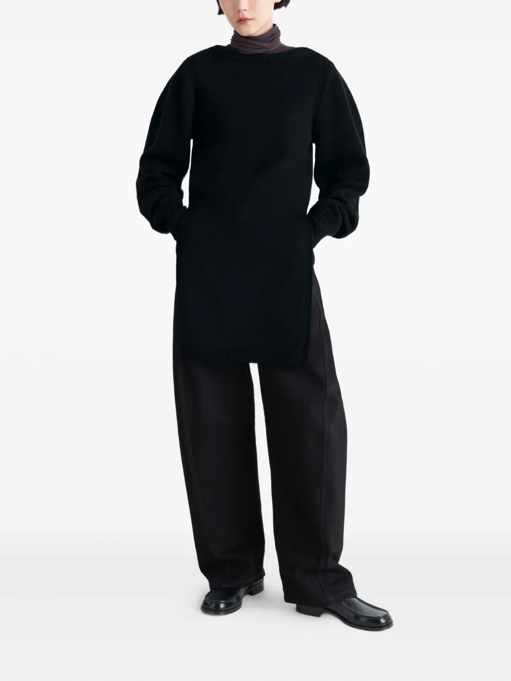 LEMAIRE Sweater met zijsplit Zwart