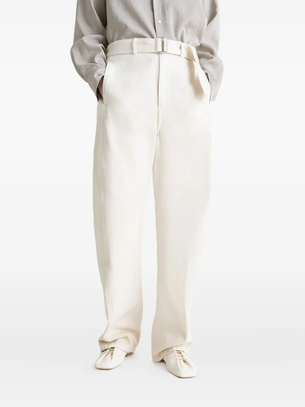 LEMAIRE leather lace-up derby shoes White