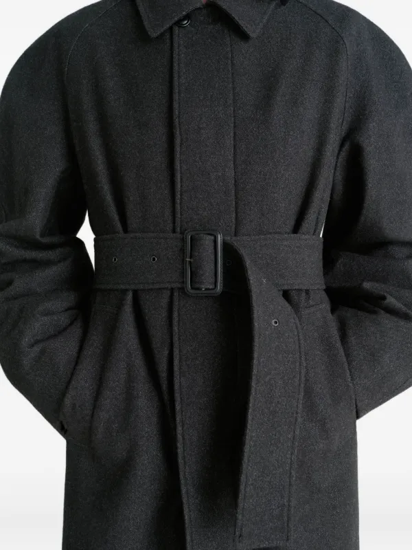 LEMAIRE raglan-sleeve Belted Coat | Black | FARFETCH