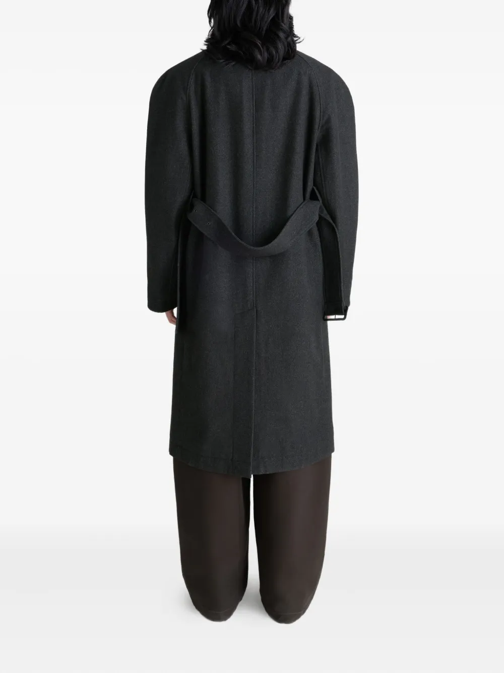 Lemaire Raglan-sleeve Belted Coat In Black