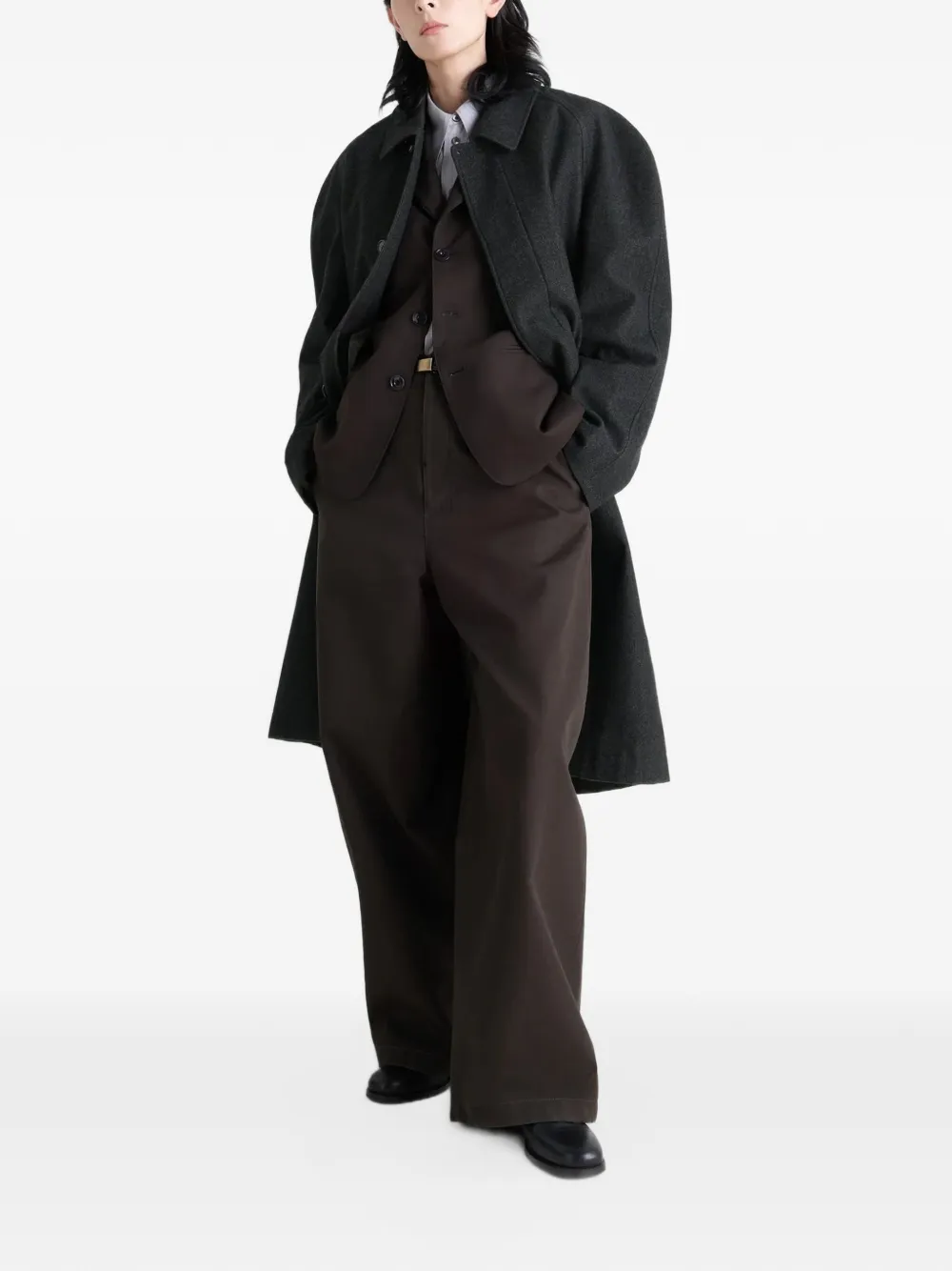 LEMAIRE raglan-sleeve belted coat - Black
