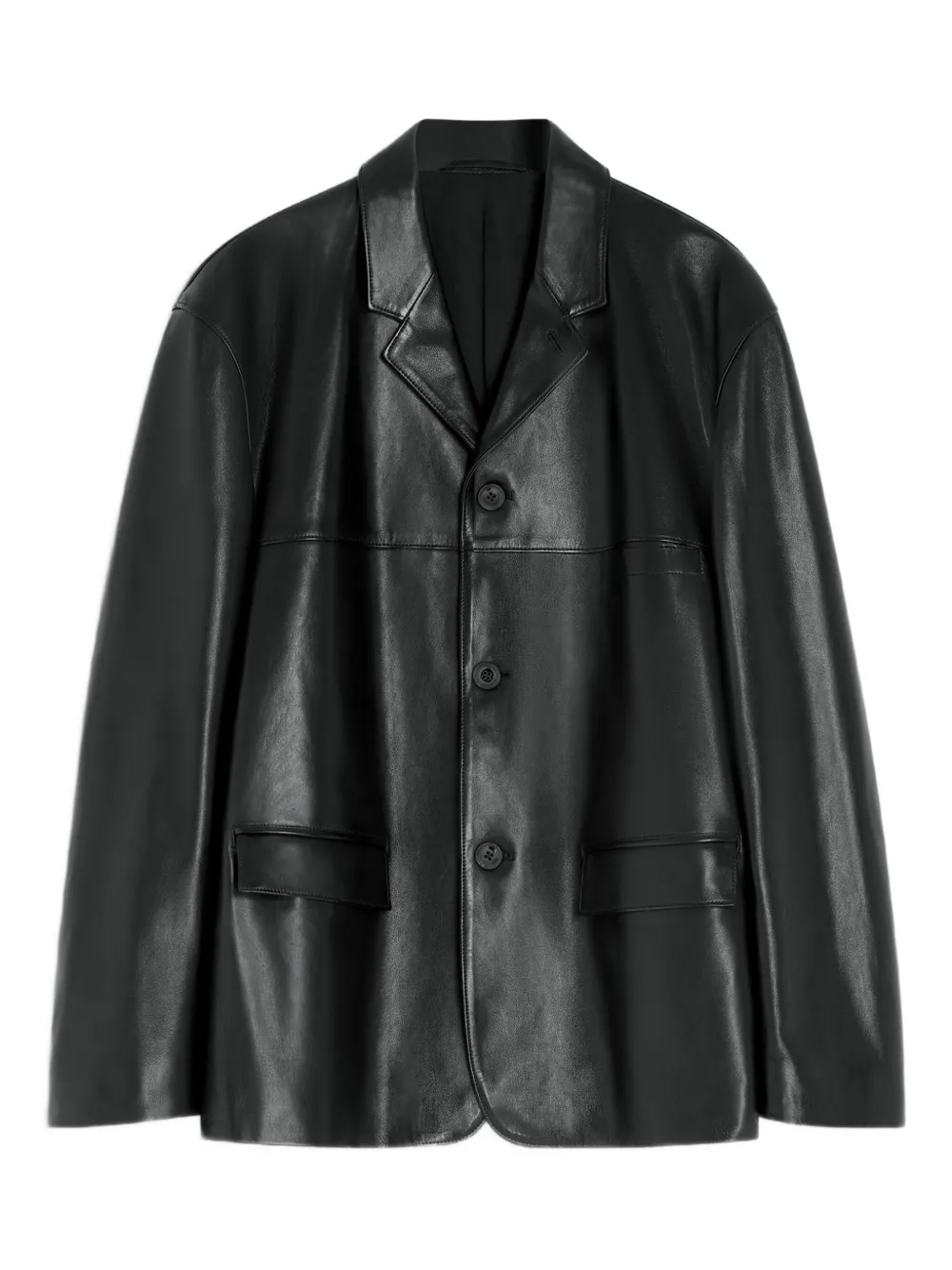 LEMAIRE tailored single-breasted leather jacket | Black | Image 1