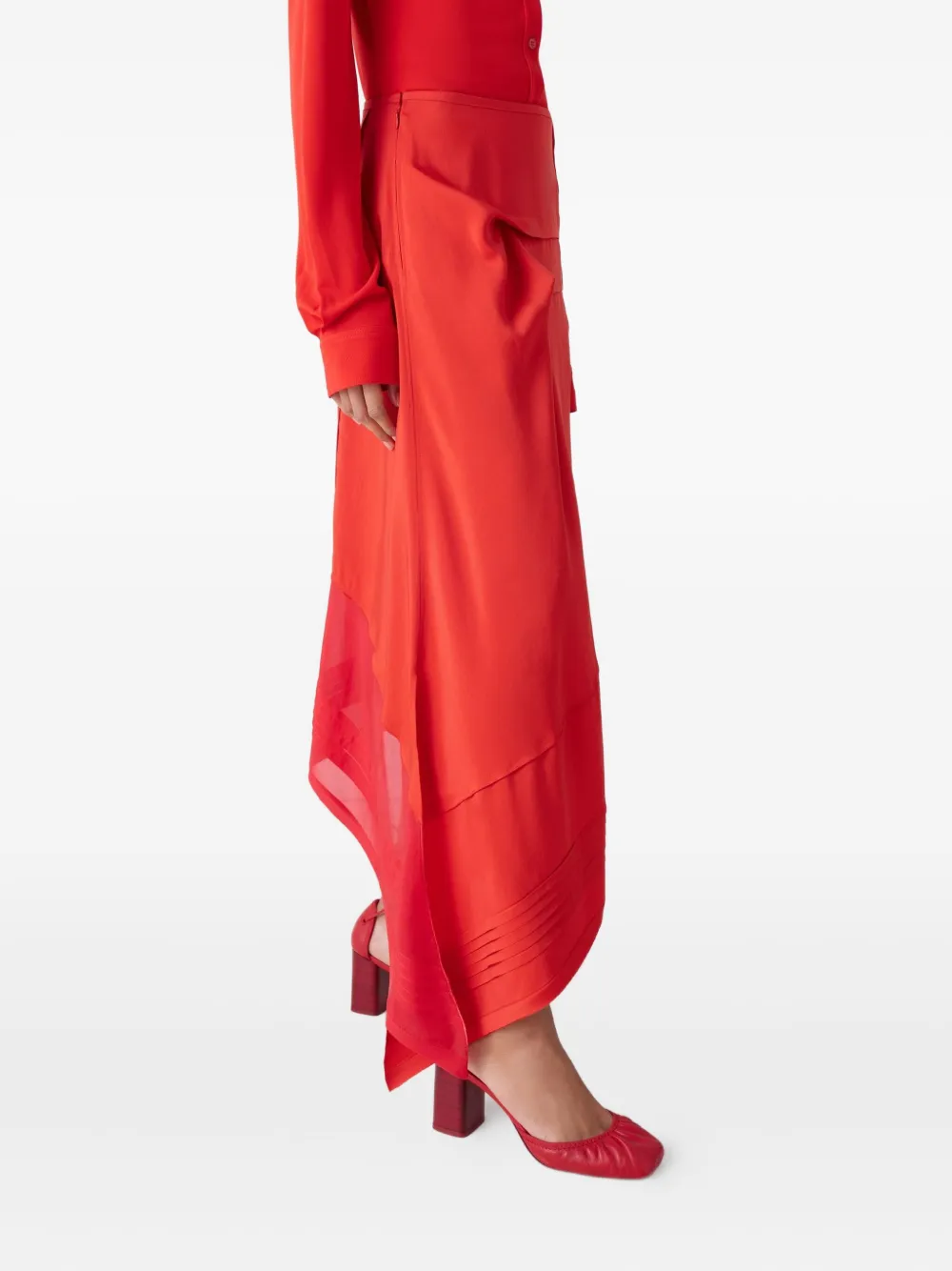 LEMAIRE Asymmetrische plooirok Rood