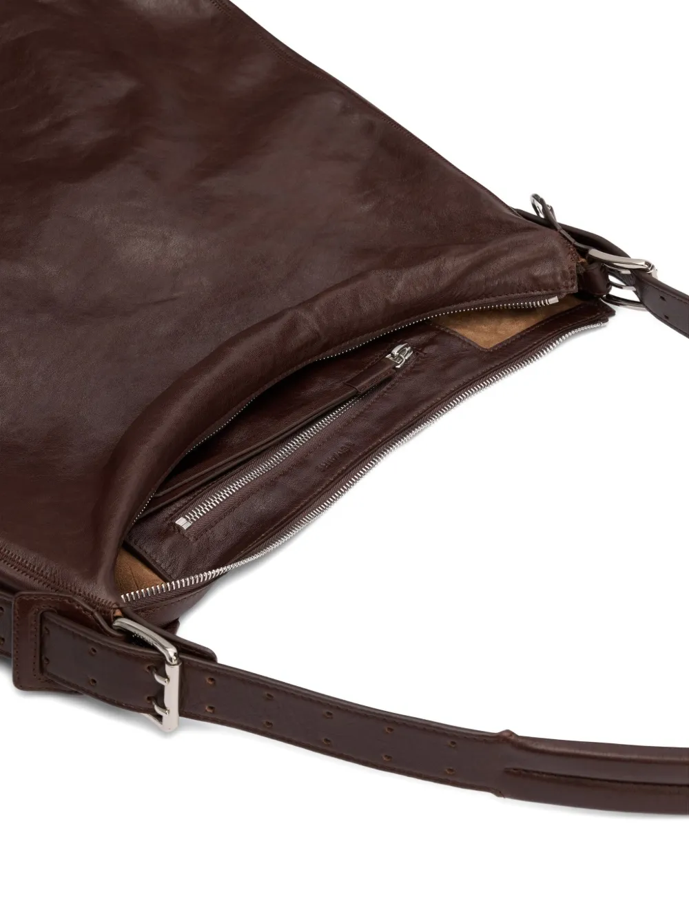 LEMAIRE Leren shopper met riem Bruin