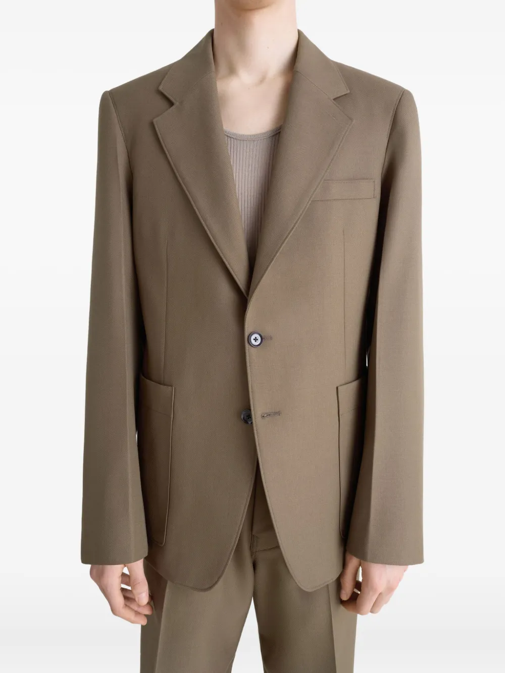 Lemaire Tailored Patch-pockets Blazer In Brown