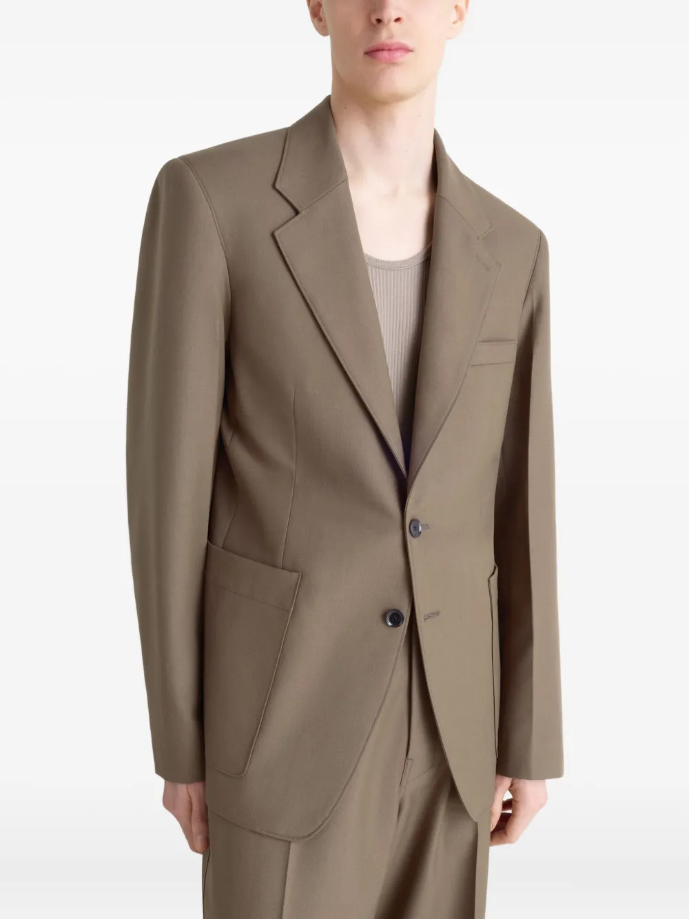 Lemaire Tailored Patch-pockets Blazer In Brown