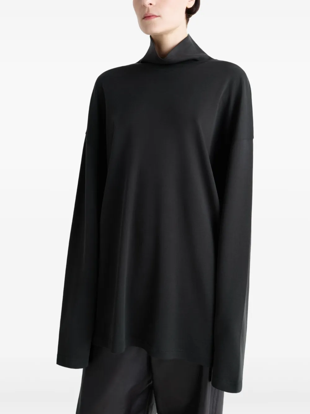 LEMAIRE mock-neck long-sleeve T-shirt BK999 BLACK