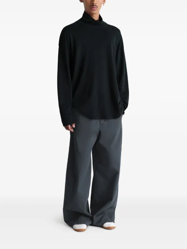 LEMAIRE モックネック ロングTシャツ | ブラック | FARFETCH JP