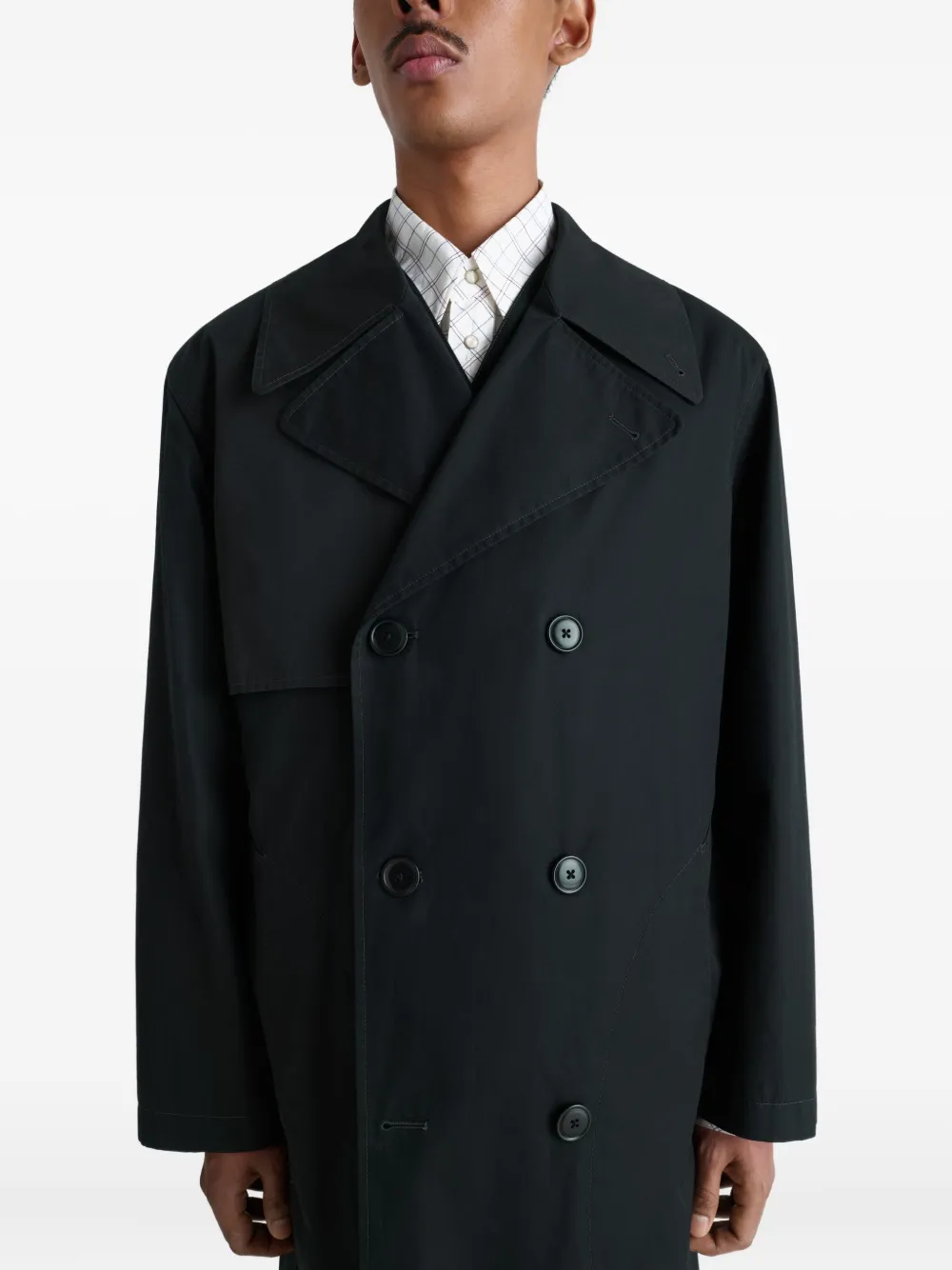 LEMAIRE Trenchcoat met dubbele rij knopen en ceintuur Zwart