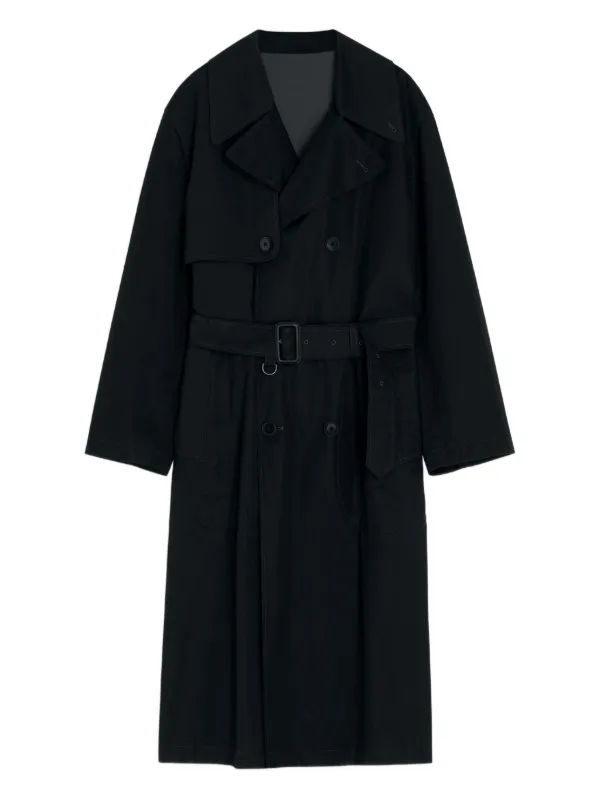 LEMAIRE double-breasted Belted Trench Coat | Black | FARFETCH