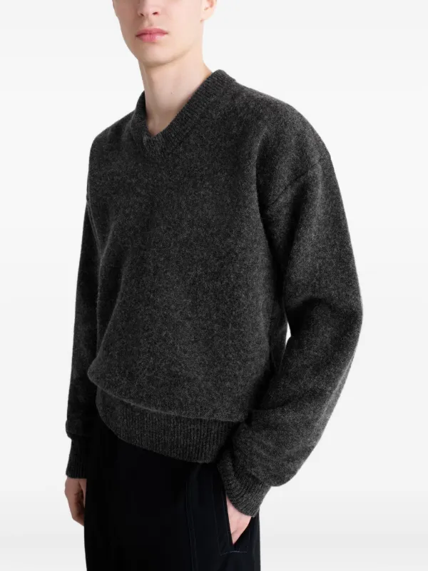 LEMAIRE V-neck Wool Sweater | Black | FARFETCH GE