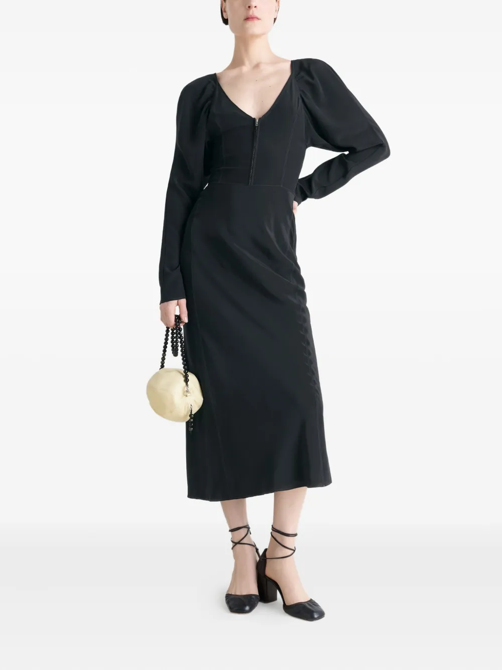 LEMAIRE Bias midi-jurk met raglan mouwen - Zwart