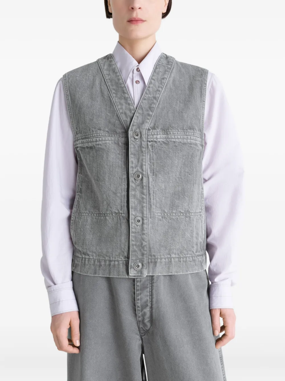 LEMAIRE Denim gilet met knoopsluiting Grijs