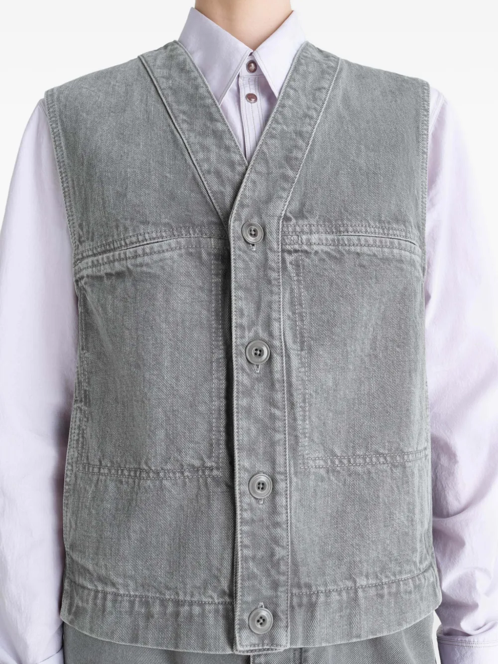 LEMAIRE Denim gilet met knoopsluiting Grijs