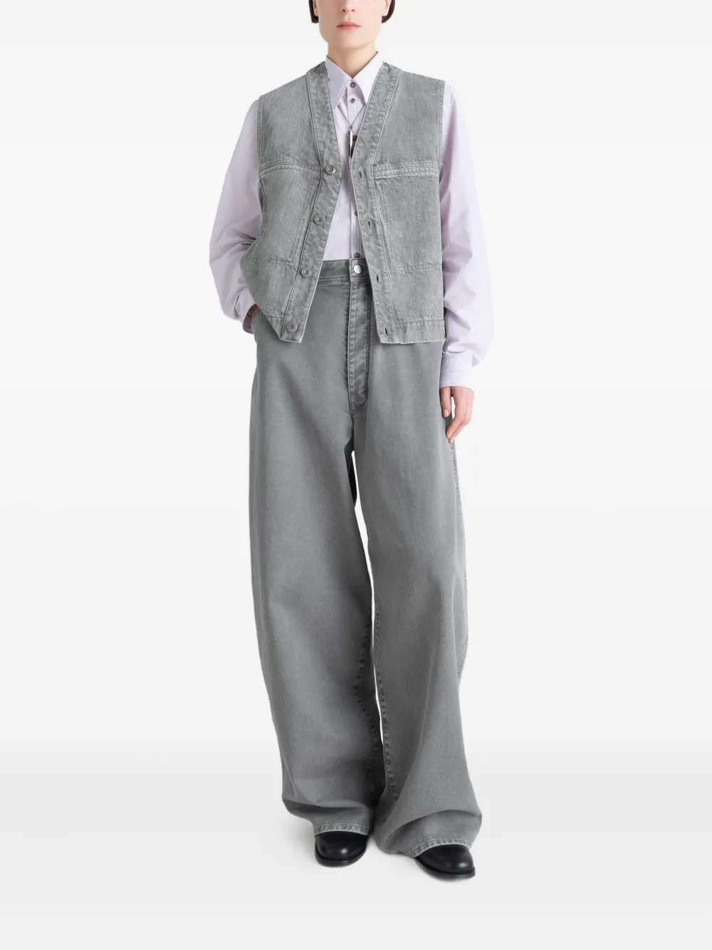 LEMAIRE Denim gilet met knoopsluiting Grijs