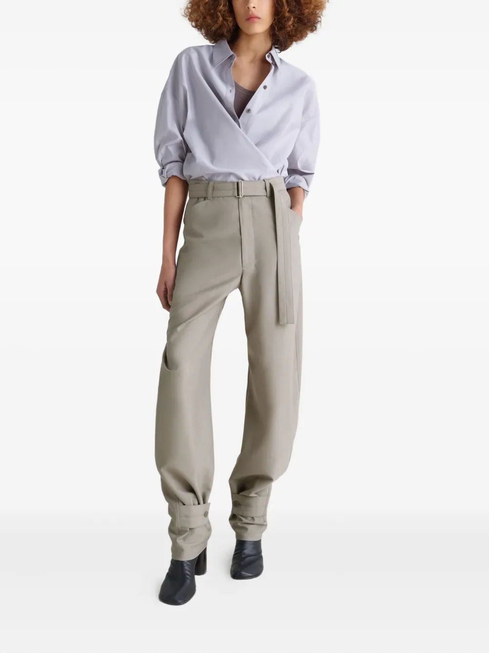 LEMAIRE Broek met knopen en ceintuur - Beige