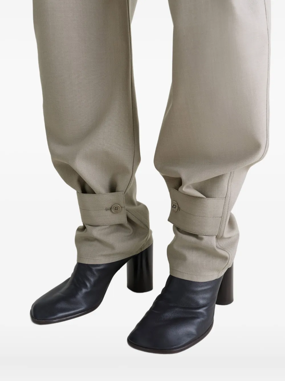 Lemaire Belted Button-tab Trousers In Neutral